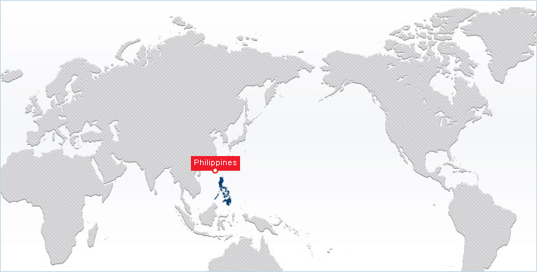 World map showing Philippines